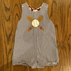 Baseball baby boy shortalls